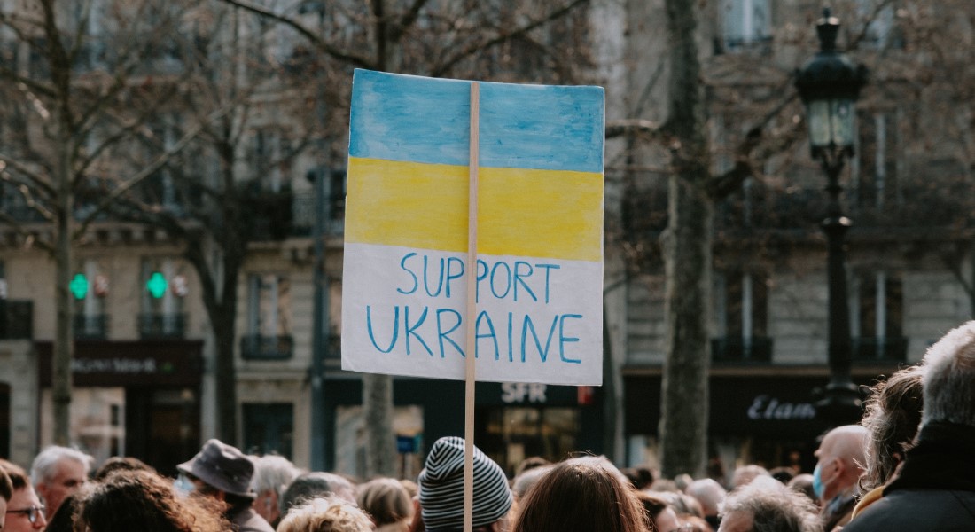 Skilt med støtte til Ukraine
