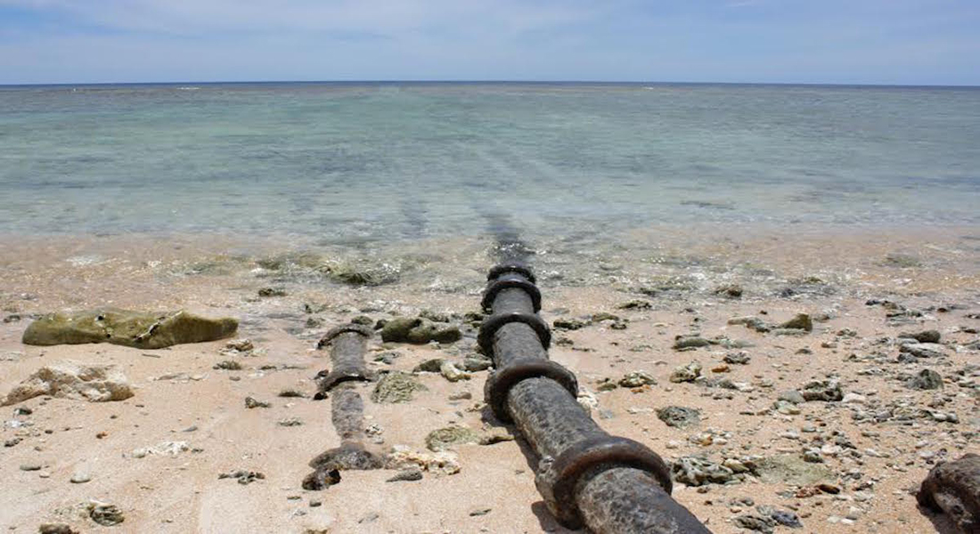 A cable at the ocean shore.